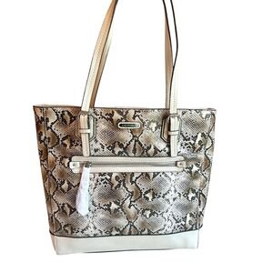 Dana Buchman Snake Print Tote - Black and Cream